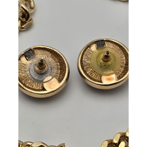 Vintage Christian Dior Signed Necklace & Matching Earrings, Gold-Tone w Crystals - Picture 7 of 10